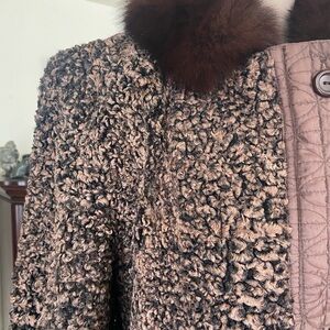Persian wool coat with mink colar. Med large. Rich brown with soft cream hues